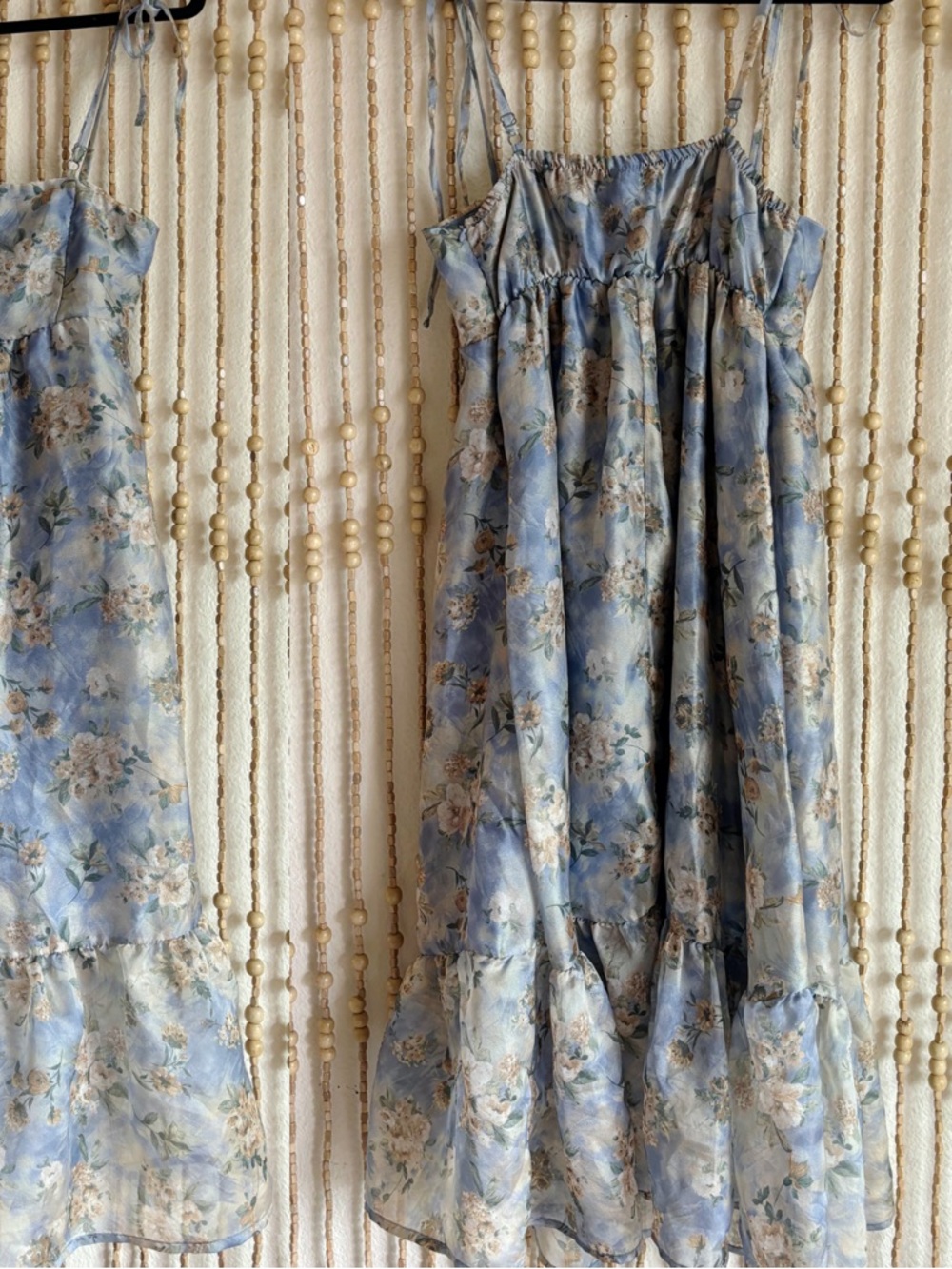 NWOT Romantic Vintage Floral Boho Light Blue Floral Chiffon Ruffle Flowy Dress - Picture 7 of 7